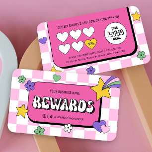 Trendy Groovy Logo Retro Pink Lashes Nails Salon Treuekarte