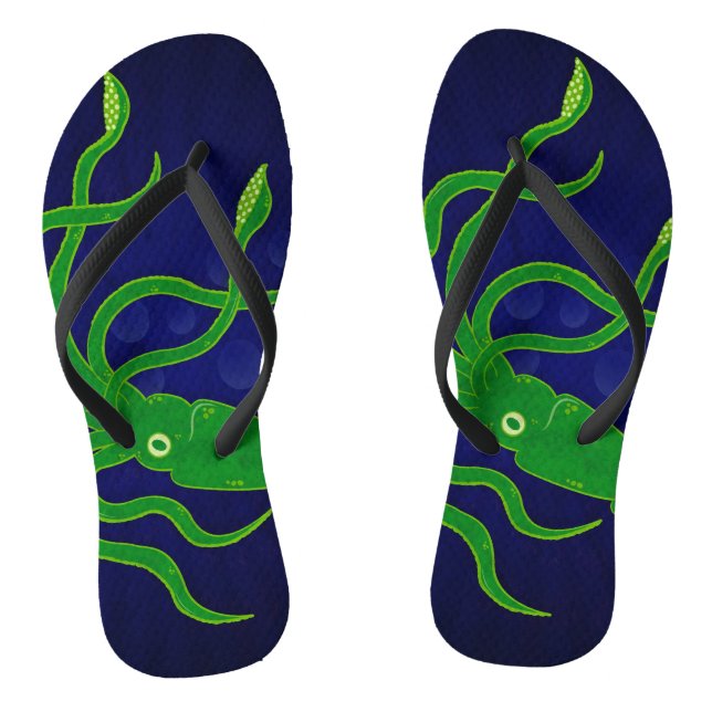 trendy grüner Tintenfisch im blauen Ozean Flip Flops (Fußbett)
