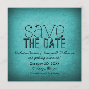 Trendy Grunge Save the Date einladen, Aquamarin Einladung