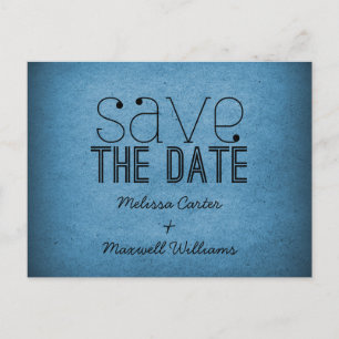 Trendy Grunge Save the Date Postcard, Blue Ankündigungspostkarte