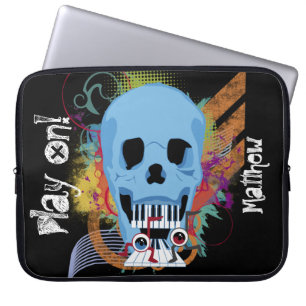 Trendy Grunge Skull Piano Musik Laptop Schläfchen Laptopschutzhülle