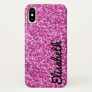 Trendy, gürmisch, rosa bedruckter Glitzer personal iPhone X Hülle