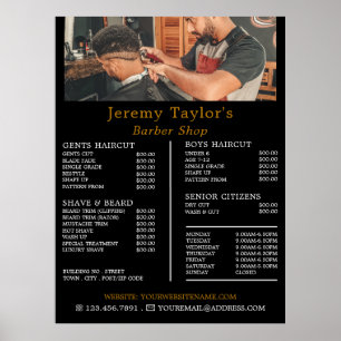 Trendy Hair Cut, Men Barbers Price List Poster