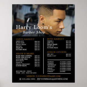 Trendy Hair Cut, Men Barbers Price List Poster