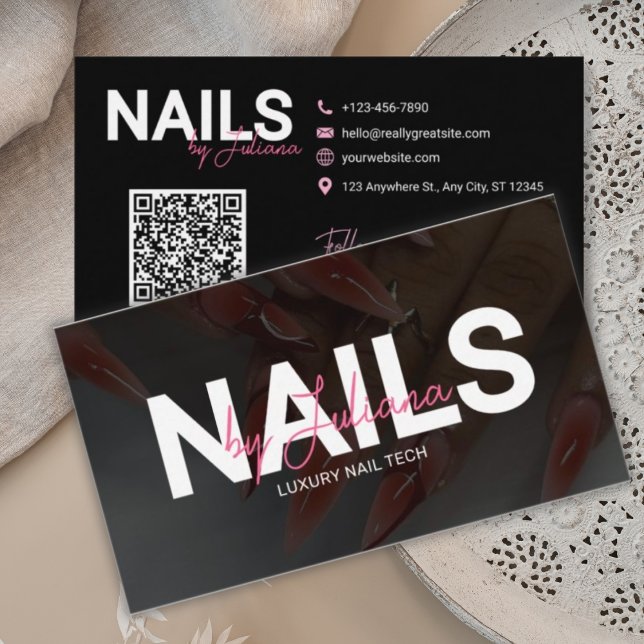 Trendy Hair, Lash, Nail Tech QR Code Visitenkarte (Von Creator hochgeladen)