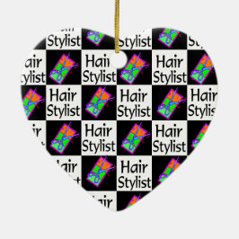 TRENDY HAIR STYLIST CHRISTMAS ORNANAS KERAMIKORNAMENT