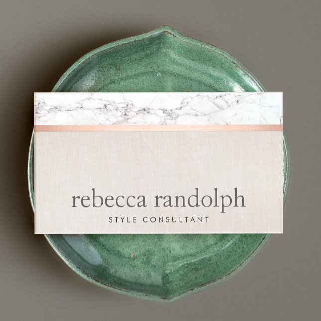 Trendy Hair Stylist Rose Gold Marmor Beige Visitenkarte (Von Creator hochgeladen)