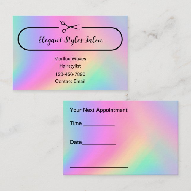 Trendy Hairstylist Appointment Business Cards Visitenkarte (Vorne/Hinten)