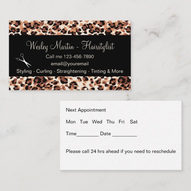 Trendy Hairstylist Appointment Cards Visitenkarte (Vorne/Hinten)