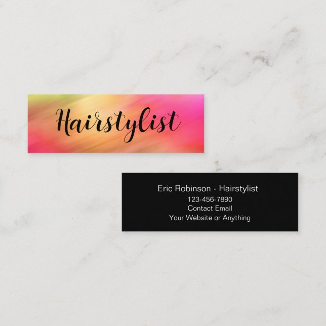Trendy Hairstylist Compact Business Cards Mini Visitenkarte (Vorne/Hinten)