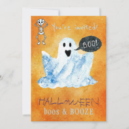 Trendy Halloween Aquarellghost boos Boost Party Einladung