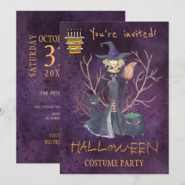 Trendy Halloween Aquarellwitscher-Party Einladung