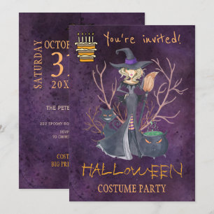 Trendy Halloween Aquarellwitscher-Party Einladung