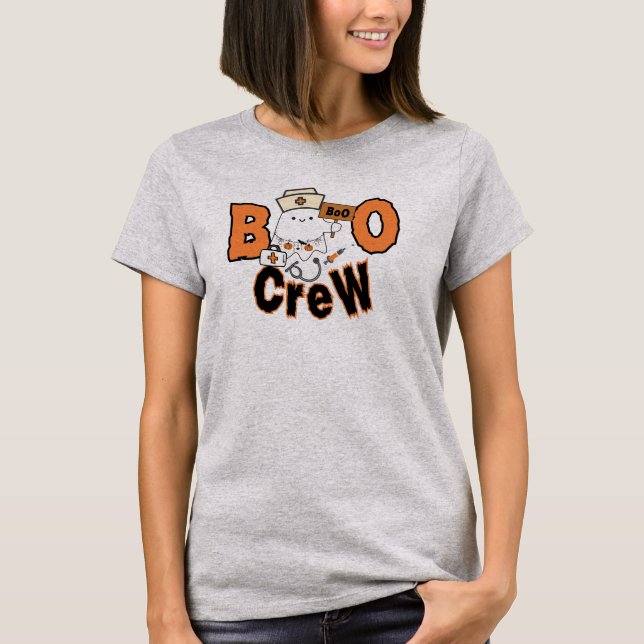 Trendy Halloween Nurse Boo Boo Crew T - Shirt (Vorderseite)