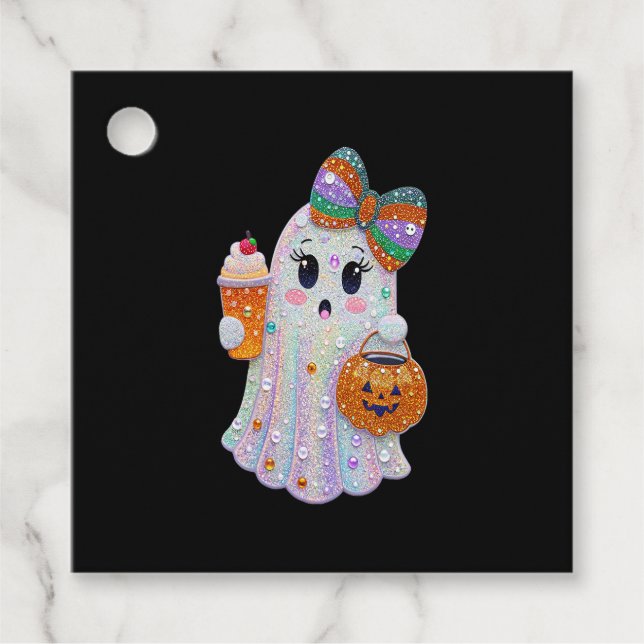 Trendy Halloween Rhinestones Ghost Geschenkanhänger (Vorderseite)
