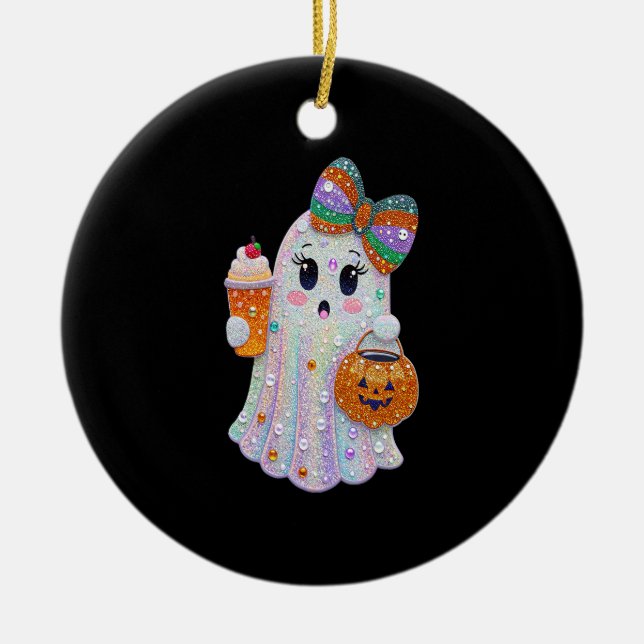 Trendy Halloween Rhinestones Ghost Keramik Ornament (Vorne)