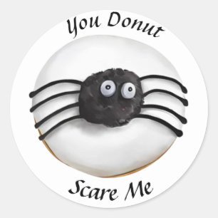 Trendy Halloween Spooky Black Spider Donut Runder Aufkleber