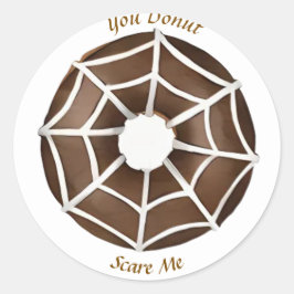 Trendy Halloween Spooky Brown Spider Web Donut Runder Aufkleber