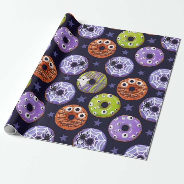 Trendy Halloween Spooky Donut Geschenkpapier (Ungerollt)