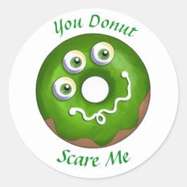 Trendy Halloween Spooky Green Monster Eyes Donut Runder Aufkleber
