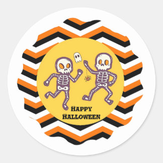 Trendy Halloween Spooky Skeletts Runder Aufkleber