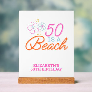 Trendy Hand Drawn 50. Strand Geburtstag Acrylschild