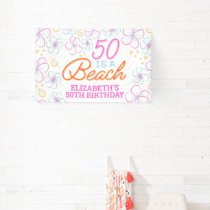 Trendy Hand Drawn 50. Strand Geburtstag Banner