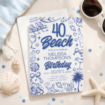 Trendy Hand Drawn Doodle 40 ist ein Strand Geburts