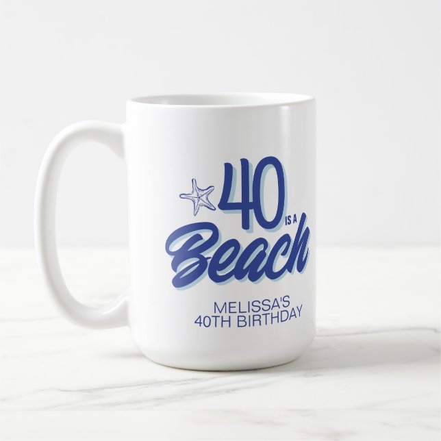 Trendy Hand Drawn Doodle 40 ist ein Strand Geburts Kaffeetasse (Links)