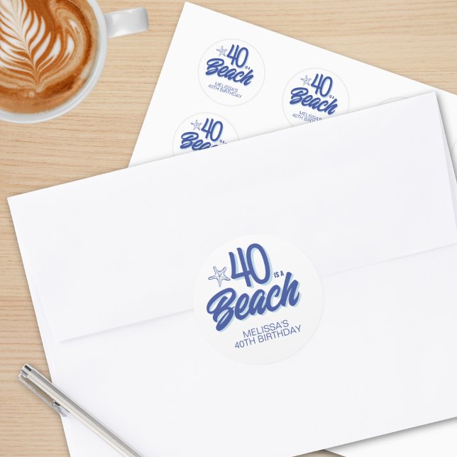 Trendy Hand Drawn Doodle 40 ist ein Strand Geburts Runder Aufkleber (Von Creator hochgeladen)