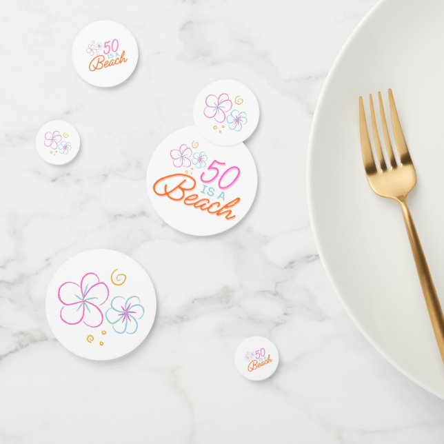 Trendy Hand Drawn Doodle 50. Strand Geburtstag Konfetti (Gruppe)