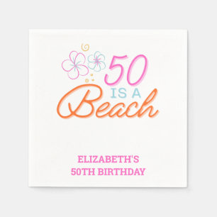 Trendy Hand Drawn Doodle 50. Strand Geburtstag Serviette