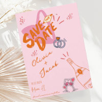 Trendy Hand Drawn Pink Scribble Fun Save the Date