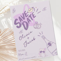 Trendy Hand Drawn Scribble Fun Save the Date