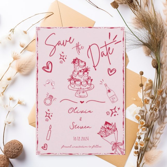 Trendy Hand Drawn Scribble Fun Save the Date Einladung (Von Creator hochgeladen)