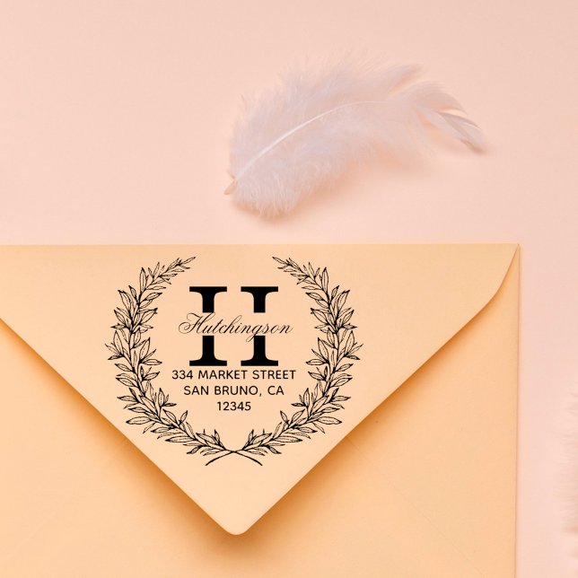 Trendy Hand gezeichnet Blumenreath | RÜCKSENDEADRE Gummistempel (Von Creator hochgeladen)