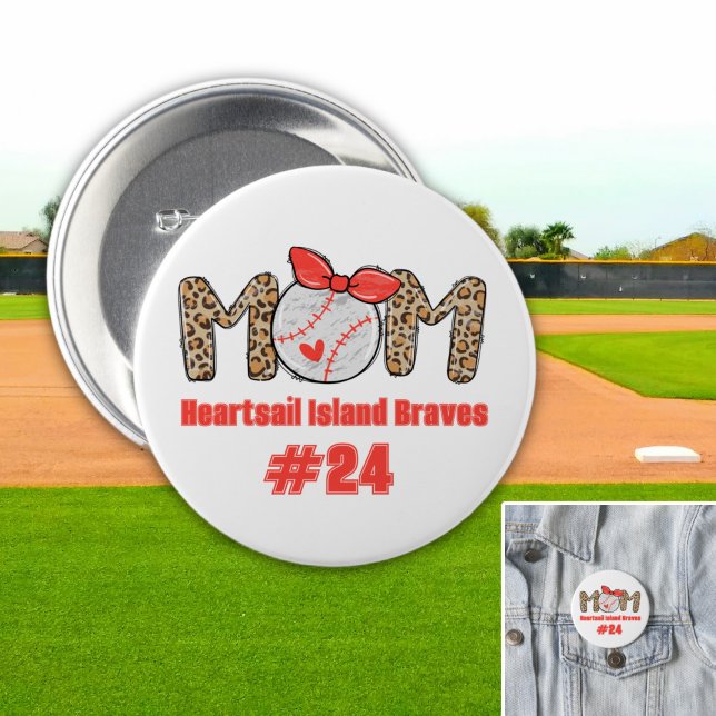 Trendy Hand gezeichnete Baseball-Mama Personalisie Button (Trendy Baseball Mom Personalized Button)