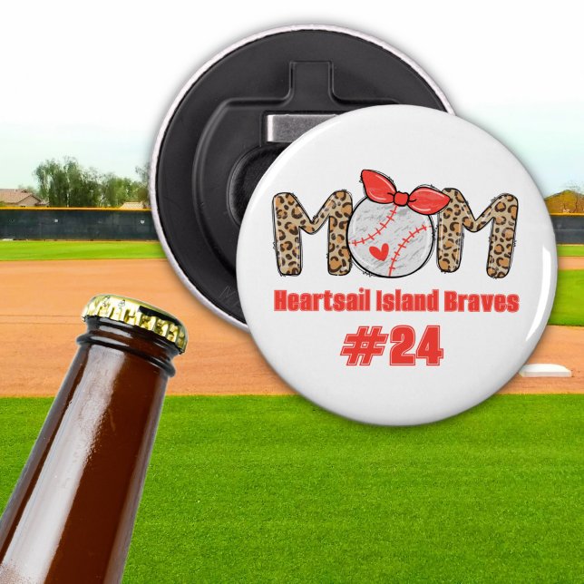 Trendy Hand gezeichnete Baseball-Mama Personalisie Flaschenöffner (Trendy Baseball Mom Personalized Button Bottle Opener)