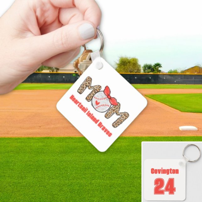 Trendy Hand gezeichnete Baseball-Mama Personalisie Schlüsselanhänger (Trendy Baseball Mom Personalized Keychain)