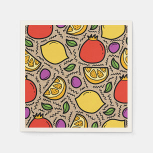 Trendy handgezogene Früchte Kraft Papier Hintergru Serviette