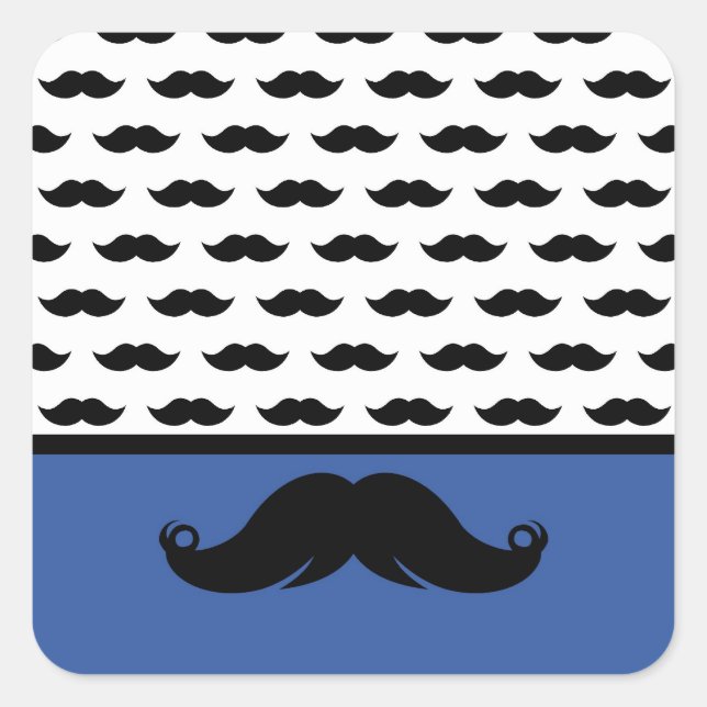 Trendy Handlebar Mustache Mustache Stache Quadratischer Aufkleber (Vorderseite)