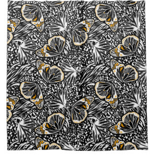 Trendy-Handskizzen-Schmetterlinge fliegen mit Blen Duschvorhang