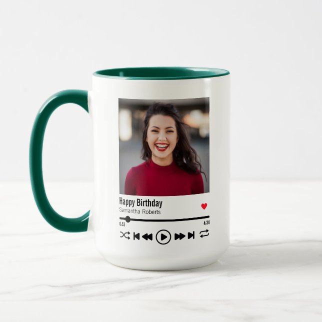 Trendy Happy Birthday Personalisiert Name Foto Tasse (Links)