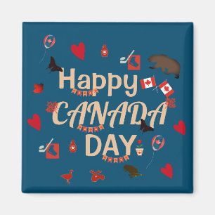 Trendy Happy Canada Day Blue Magnet