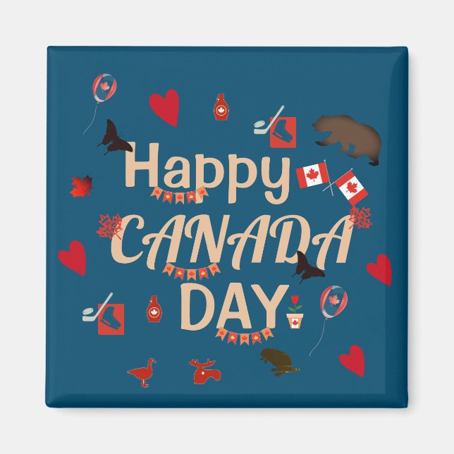 Trendy Happy Canada Day Blue Magnet (Vorne)