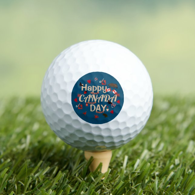 Trendy Happy Canada Day Golfball (Insitu T-Shirt)