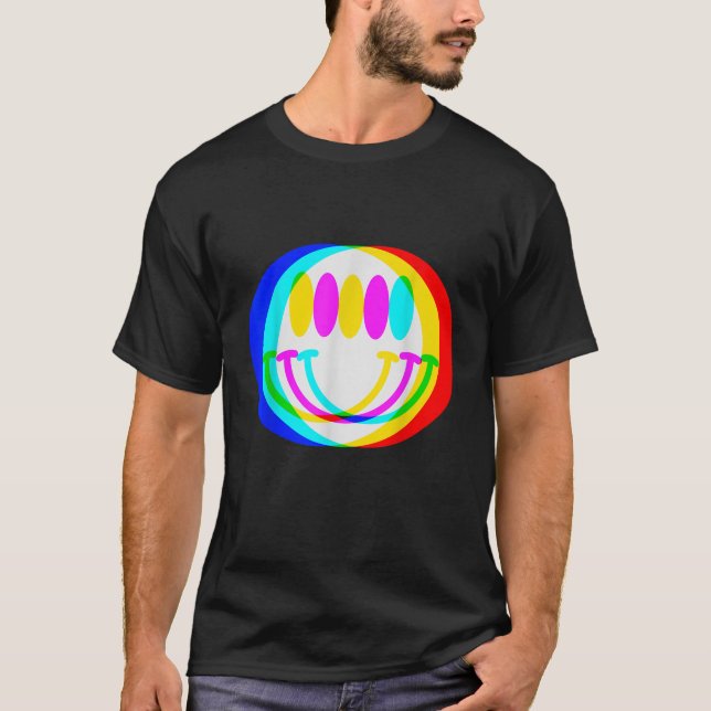 Trendy Happy Face EDM Festival Smile Face II T-Shirt (Vorderseite)