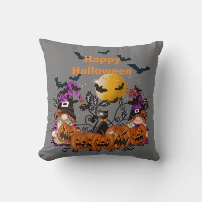 Trendy Happy Halloween Gnome Baumwolle 16"X16 Kissen (Vorderseite)
