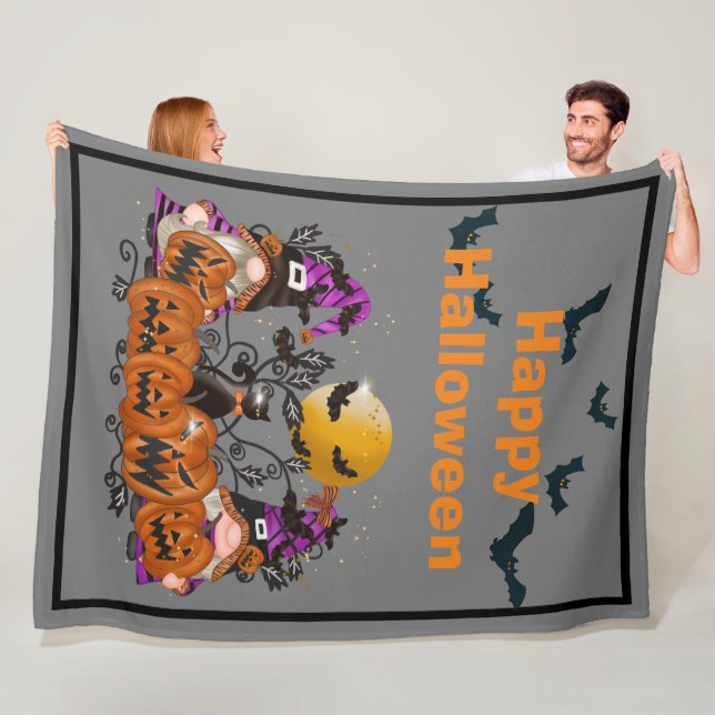 Trendy Happy Halloween Gray Gnome Fleecedecke (Beispiel)