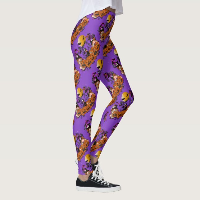 Trendy Happy Halloween Lila Gnome Leggings (Rechts)